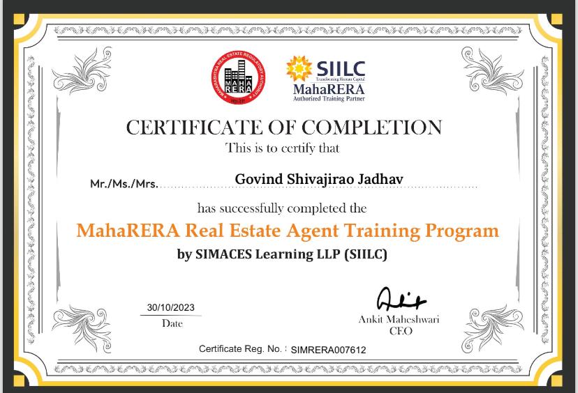 MAHARERA Training Exam Completion